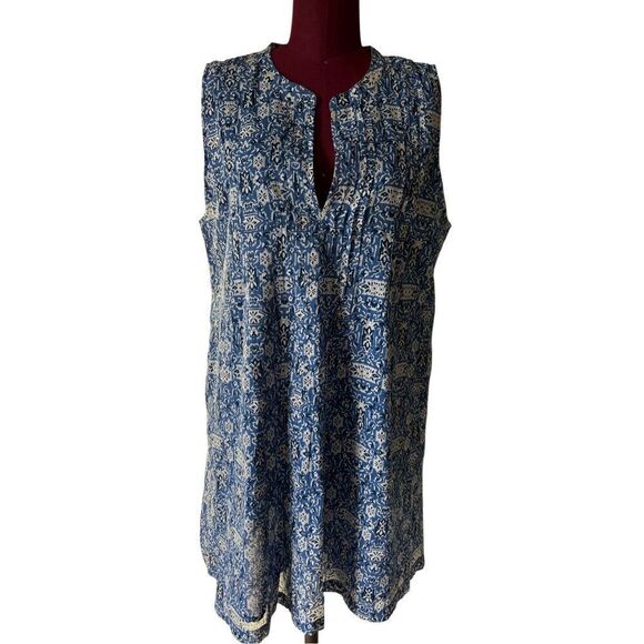 Roller Rabit Mini Dress size L Blue Sleeveless White Blue Lined A-Line - Picture 1 of 9